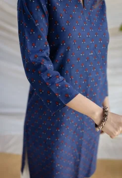 Zahira Indigo Ajrakh Cotton Straight Kurta