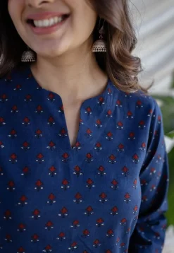 Zahira Indigo Ajrakh Cotton Straight Kurta