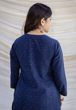Zahira Indigo Ajrakh Cotton Straight Kurta