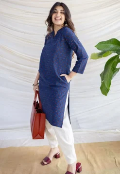 Zahira Indigo Ajrakh Cotton Straight Kurta