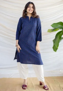 Zahira Indigo Ajrakh Cotton Straight Kurta