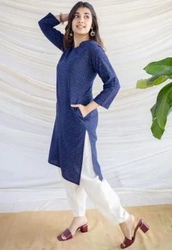Zahira Indigo Ajrakh Cotton Straight Kurta