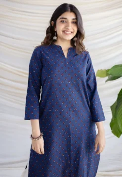 Zahira Indigo Ajrakh Cotton Straight Kurta