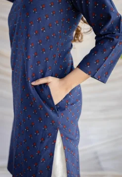 Zahira Indigo Ajrakh Cotton Straight Kurta