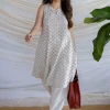 Zeeya Powder Blue Sanganeri Cotton A Line Kurta