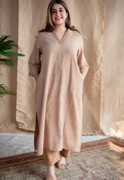 Zesha Dabu Slub Cotton Embroidered Kurta