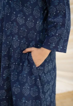 Zinal Indigo Dabu Slub Cotton Kali Kurta