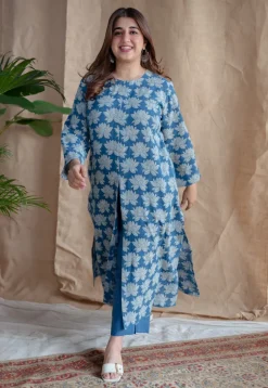 Zyra Dabu Slub Cotton Kurta