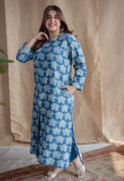 Zyra Dabu Slub Cotton Kurta